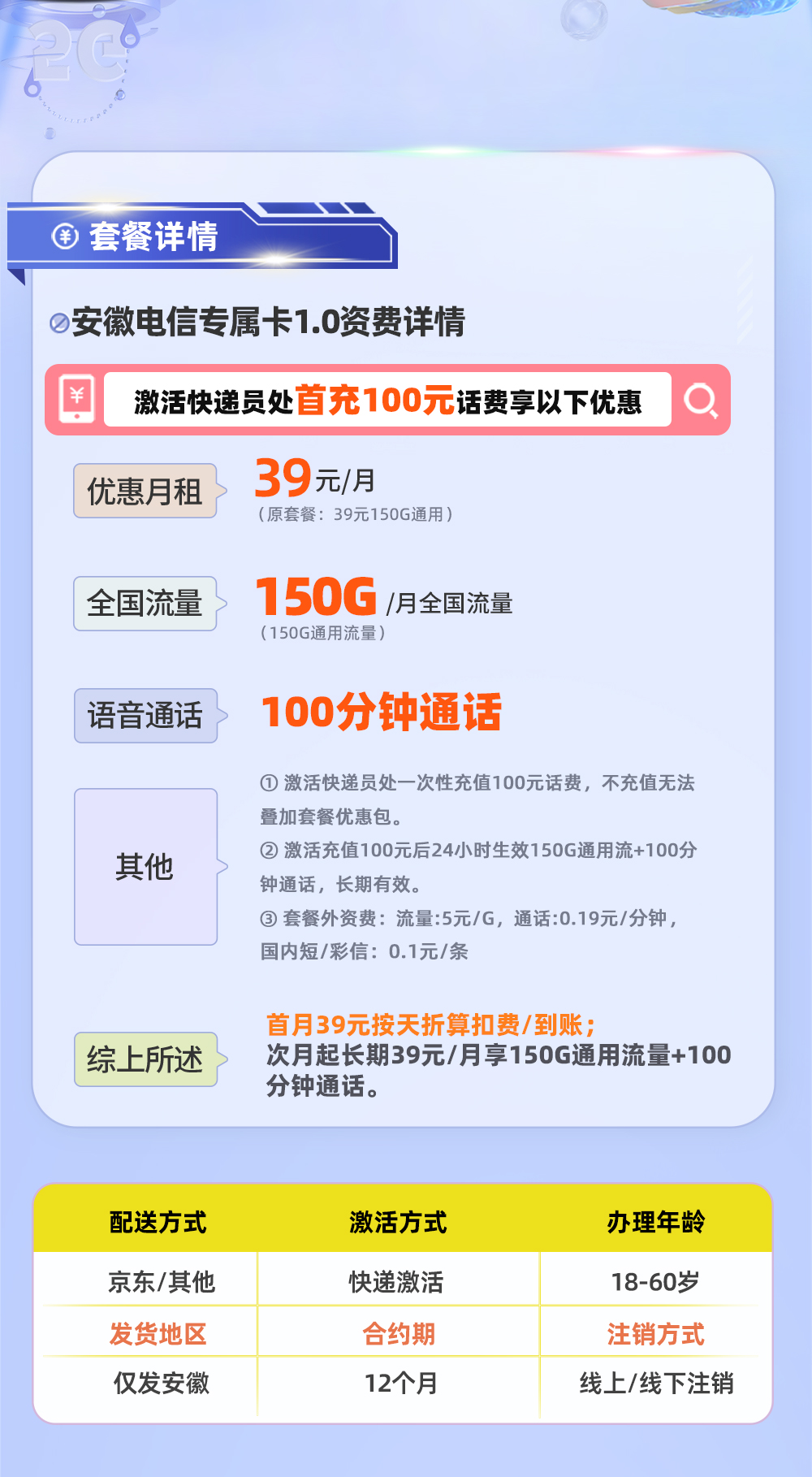 安徽电信专属卡1.0 详情图 1